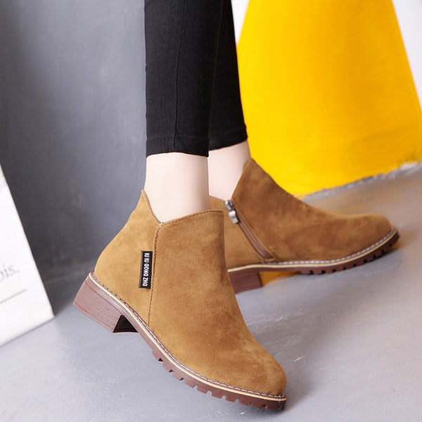 New Classic Women Ankle Boots Winter Female Snow Women Casual shoes Thick Heel Suede Warm Fur Plush