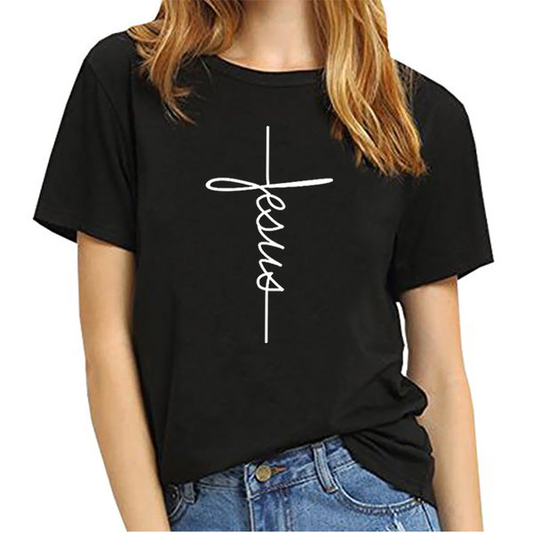 Short Sleeve Jesus T-shirt Christian Cross Printing