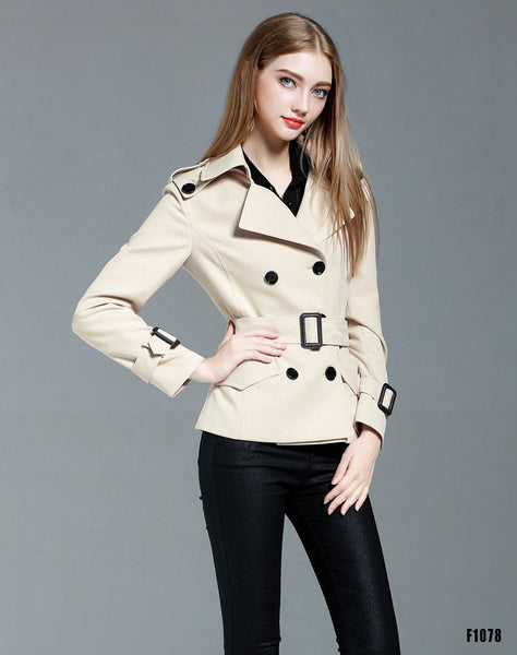 LYFZOUS Spring Autumn New Trench Coat Fashion Slim Double Breasted Ties Short Wind-breaker