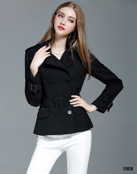 LYFZOUS Spring Autumn New Trench Coat Fashion Slim Double Breasted Ties Short Wind-breaker