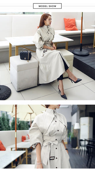 high quality women fashion comfortable loose a-line trench coat  professional temperament outdoor warm