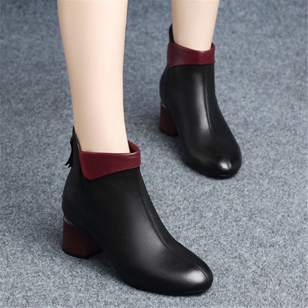 Zanpace New Women Boots Autumn High Heels Women Ankle Shoes Size 35-42