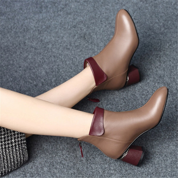 Zanpace New Women Boots Autumn High Heels Women Ankle Shoes Size 35-42