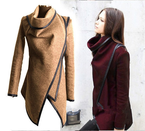 Casaco Feminino New Fashion Women Asymmetric Trench Women Winter Woolen Overcoat Woolen Coat 5 Colors