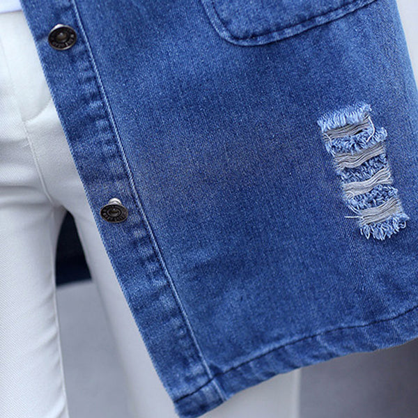 Long Denim Jacket  Women Vintage Slim Autumn Winter Outerwear Fashion Single Breasted Bomber Jackets Overcoat