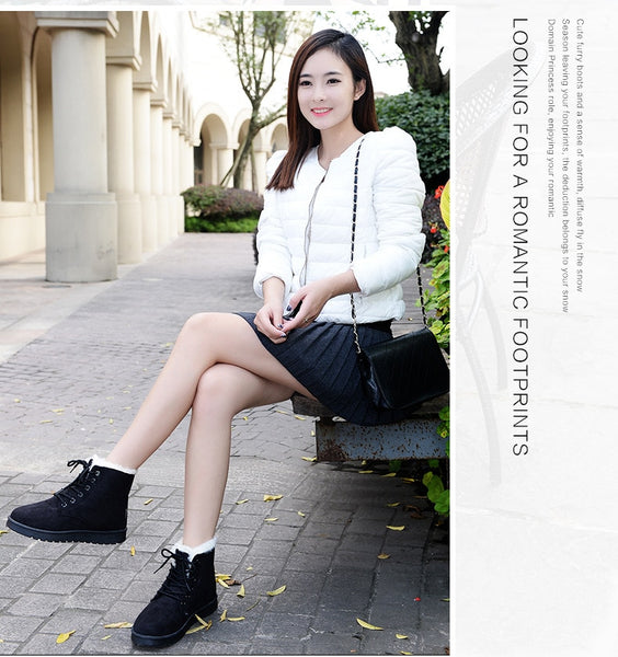 Women Boots Winter Warm Snow Boots Women Faux Suede Ankle Boots