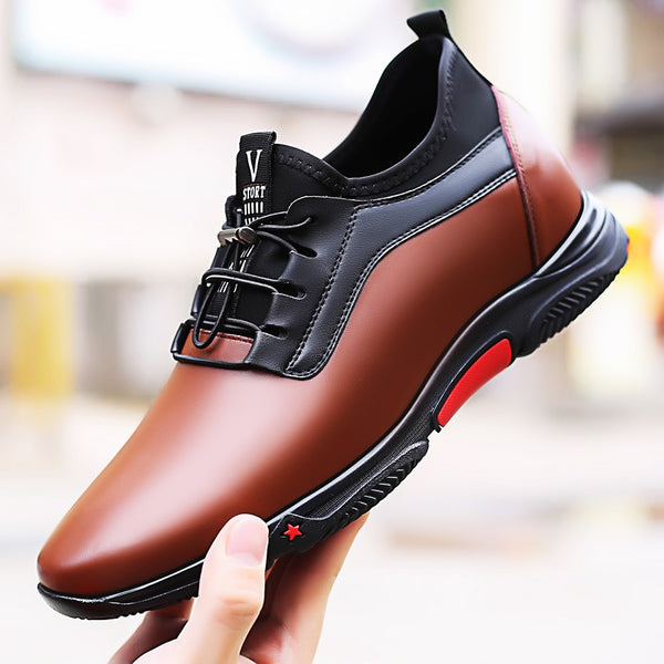 New Trend Young Men Genuine Leather Casual Shoes Lace Up  Leisure Height
