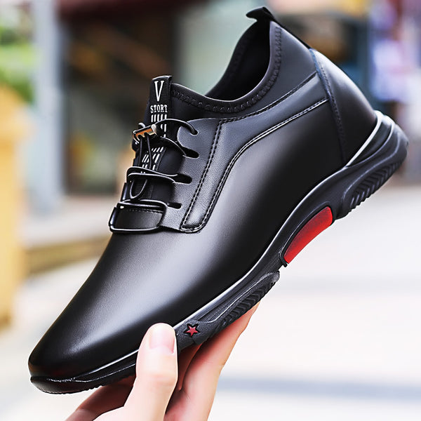 New Trend Young Men Genuine Leather Casual Shoes Lace Up  Leisure Height