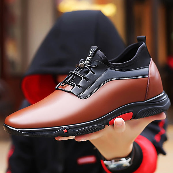 New Trend Young Men Genuine Leather Casual Shoes Lace Up  Leisure Height