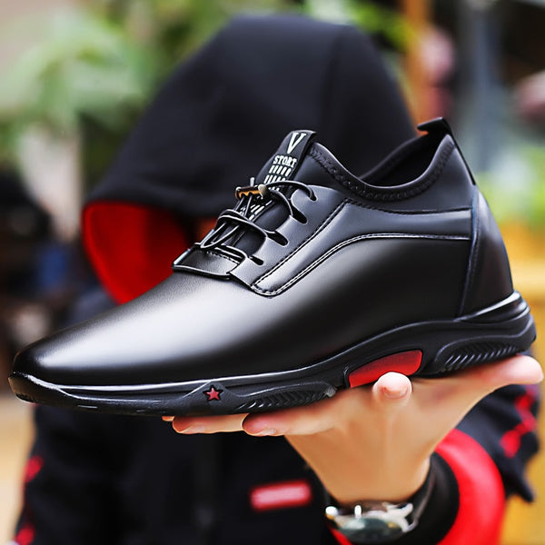 New Trend Young Men Genuine Leather Casual Shoes Lace Up  Leisure Height