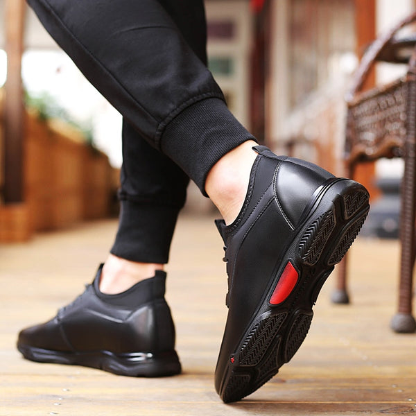 New Trend Young Men Genuine Leather Casual Shoes Lace Up  Leisure Height