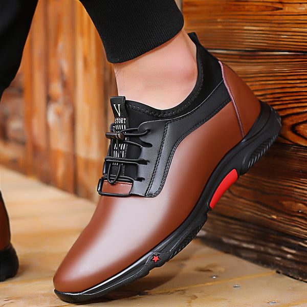 New Trend Young Men Genuine Leather Casual Shoes Lace Up  Leisure Height