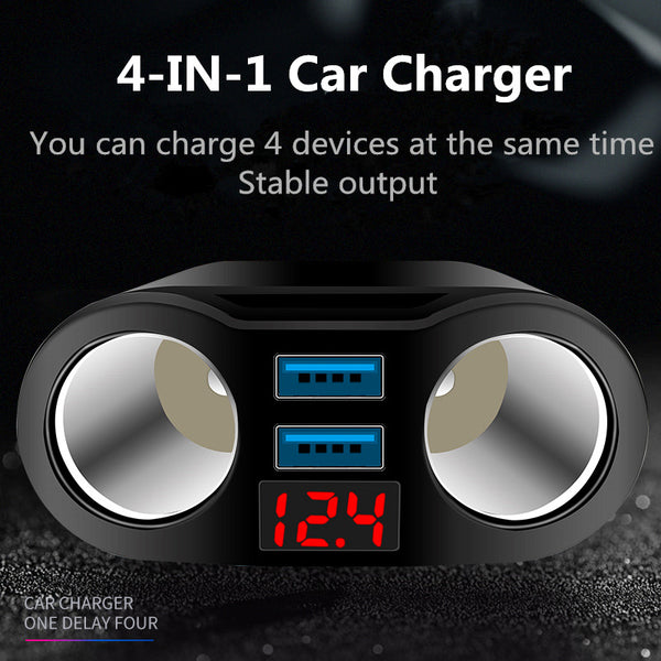 VIKEFON USB Car Charger 3.1A Car Cigarette Lighter Socket Splitter Plug LED Car-Charger Adapter 90W