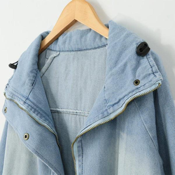 Women Two Piece Set Winter Denim Jacket Hooded Plus Size Casual Coat Lady Outerwear
