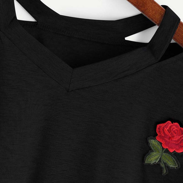 Summer Sexy Hollow Out Short Sleeve Casual Black White Crop