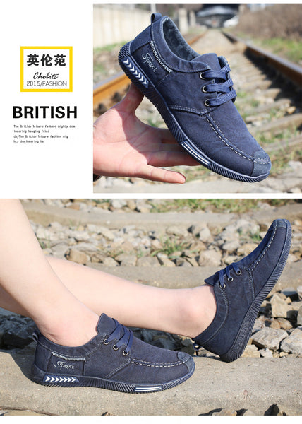 NEW Canvas Men Shoes Denim Lace-Up Men Casual Shoes Plimsolls