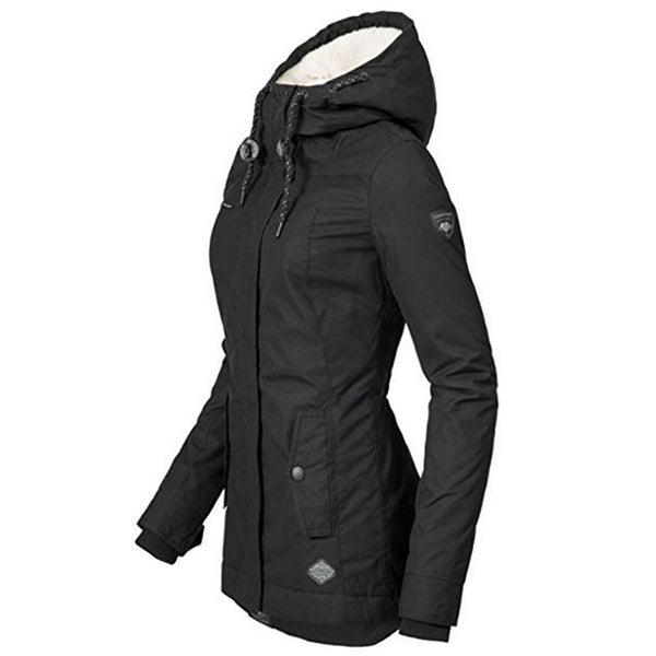 Parkas Women Winter Coat Cotton Outerwear Fashion Elastic Waist Zipper Pocket