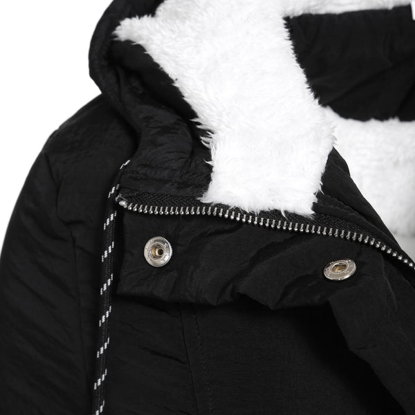 Parkas Women Winter Coat Cotton Outerwear Fashion Elastic Waist Zipper Pocket