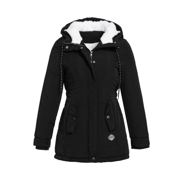 Parkas Women Winter Coat Cotton Outerwear Fashion Elastic Waist Zipper Pocket