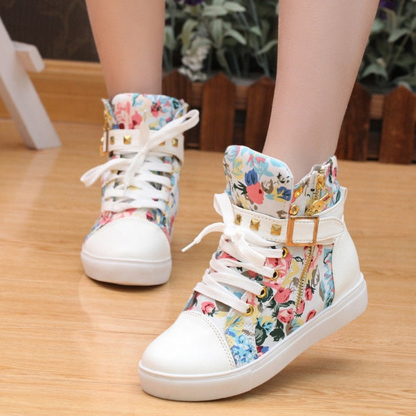 Canvas shoes  women shoes fashion zipper wedge High top solid color white