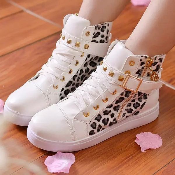 Canvas shoes  women shoes fashion zipper wedge High top solid color white