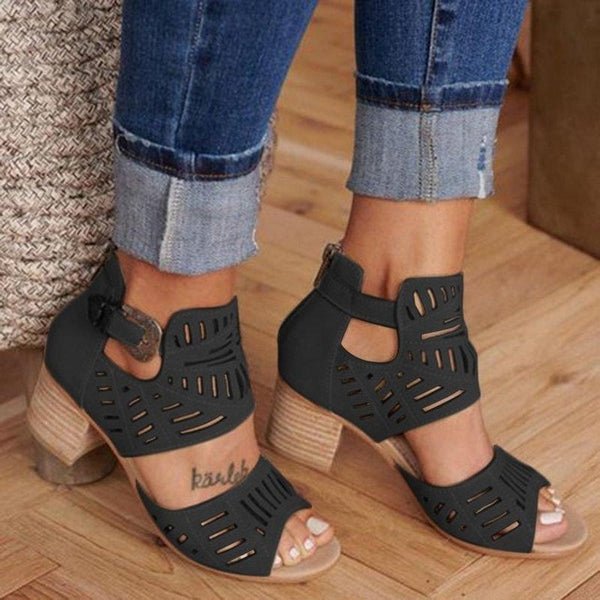 WENYUJH Whole Sale New Women Sandals High Heels Vintage Hollow