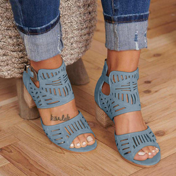 WENYUJH Whole Sale New Women Sandals High Heels Vintage Hollow