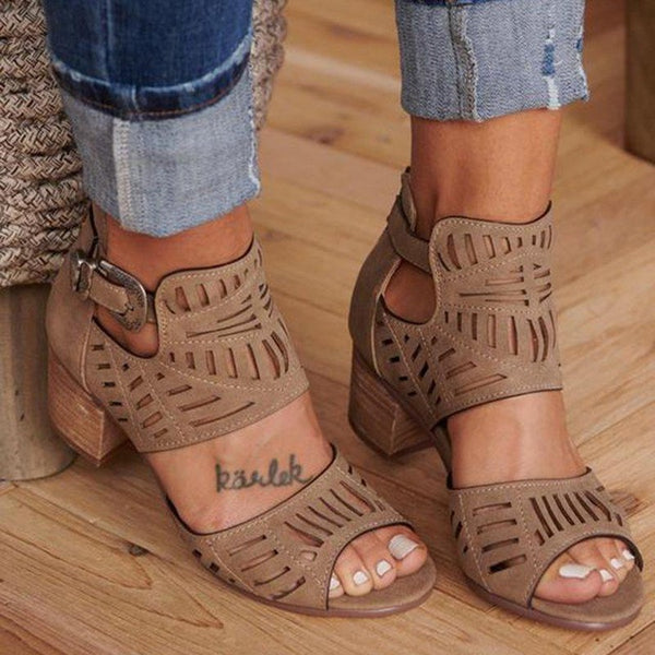 WENYUJH Whole Sale New Women Sandals High Heels Vintage Hollow