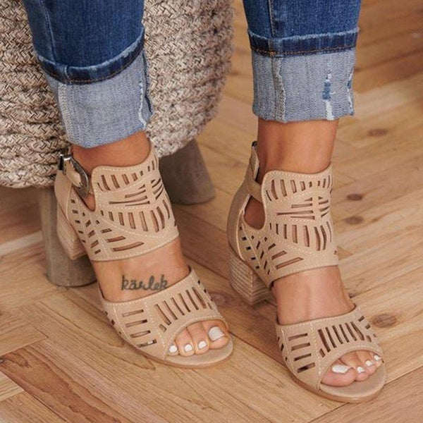 WENYUJH Whole Sale New Women Sandals High Heels Vintage Hollow