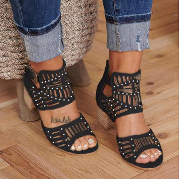 WENYUJH Whole Sale New Women Sandals High Heels Vintage Hollow
