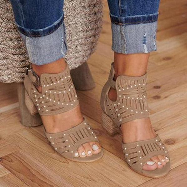 WENYUJH Whole Sale New Women Sandals High Heels Vintage Hollow