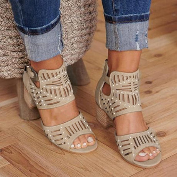 WENYUJH Whole Sale New Women Sandals High Heels Vintage Hollow