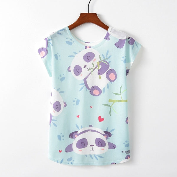 Summer Autumn Women Cute Style Bird Print Loose