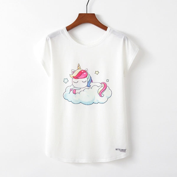 Summer Autumn Women Cute Style Bird Print Loose