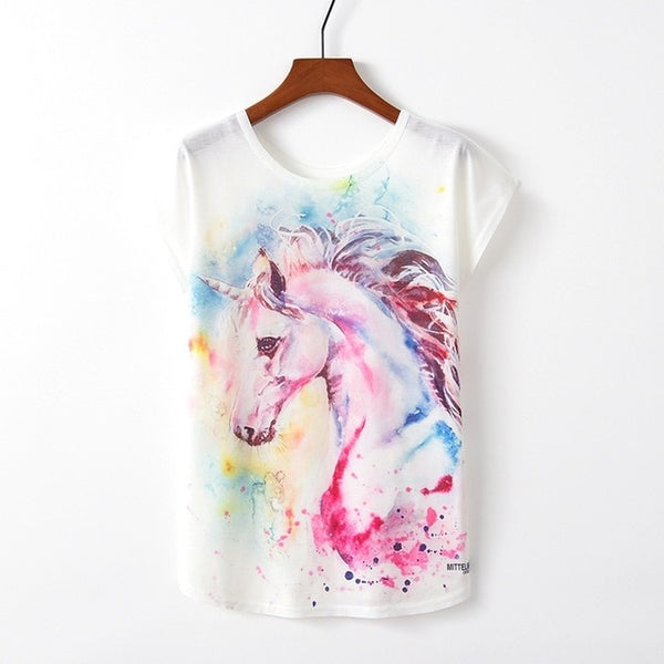 Summer Autumn Women Cute Style Bird Print Loose