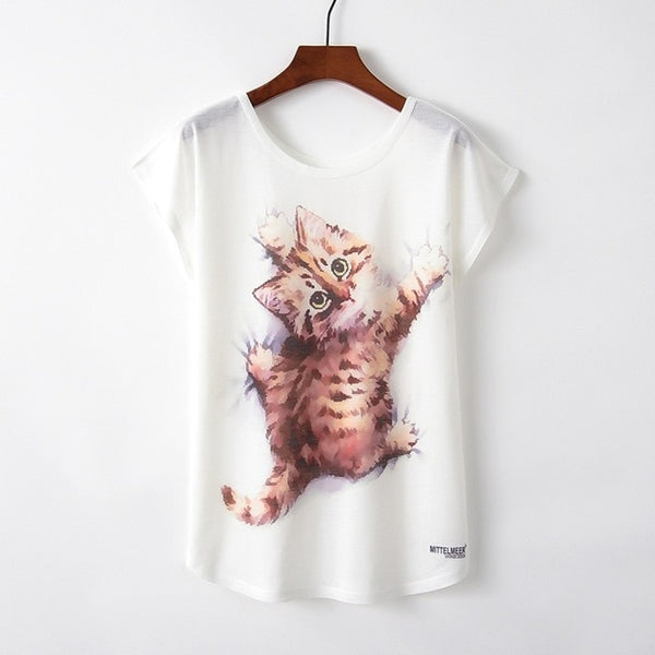 Summer Autumn Women Cute Style Bird Print Loose