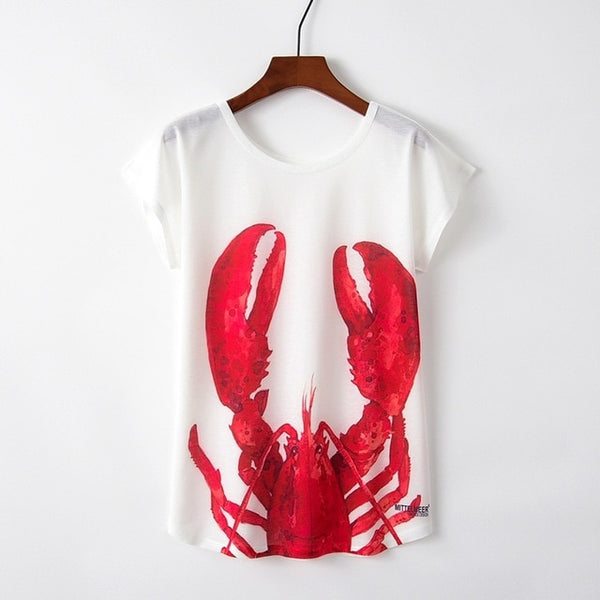 Summer Autumn Women Cute Style Bird Print Loose