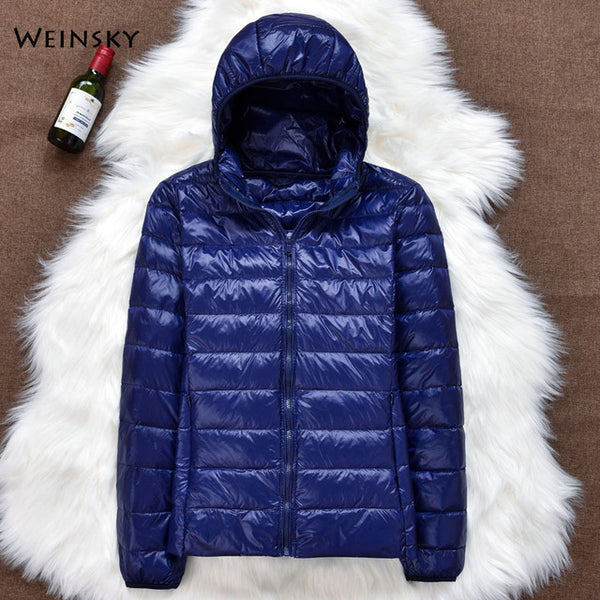 Winter Women Ultralight Thin Down Jacket White Duck Down Hooded Jackets Long Sleeve