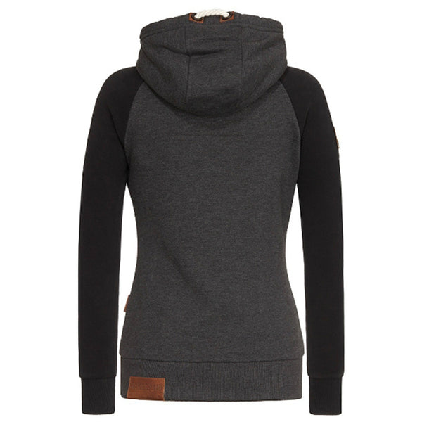 Winter Women Hooded Patchwork Coat Windbreaker Female Zipper Windproof Outerwear Basic