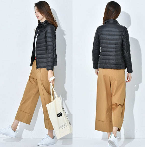 Down jacket women hooded ultra thin 90% Ultra Light duck down coat Female winter large sizes Solid Portable