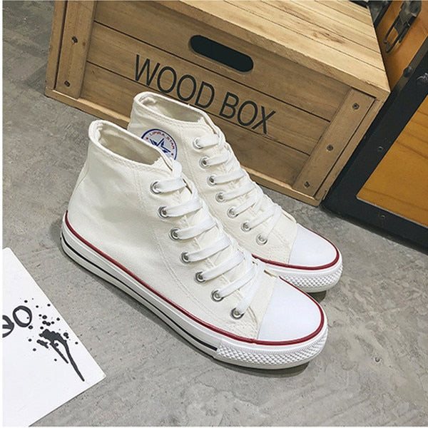 High Quality Classic Women Canvas Shoes 2018 new autumn High Top Flats Women Vulcanized Shoes