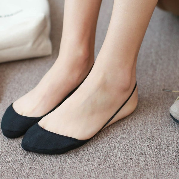 Female Solid Color High Heels Invisible Socks Fashion Women Slingback Toe Cover Topper No Show Socks