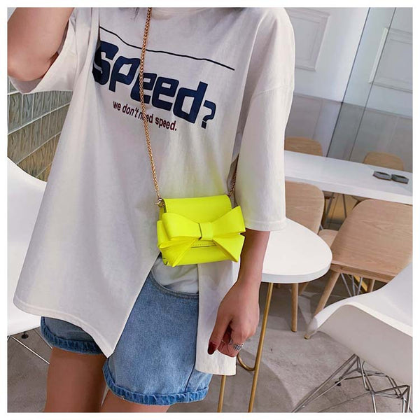 Green Yellow Bow Women Handbag 2019