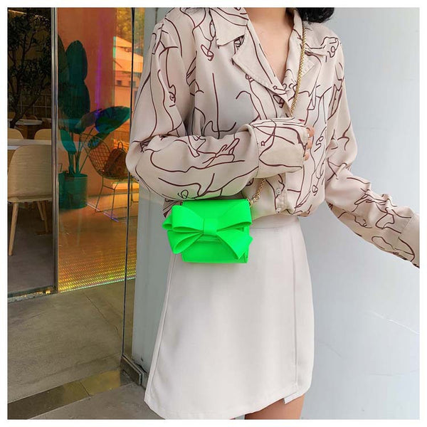 Green Yellow Bow Women Handbag 2019
