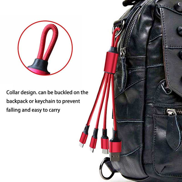 Multi usb charging cable for huawei samsung 3 in 1 keychain short charge cable