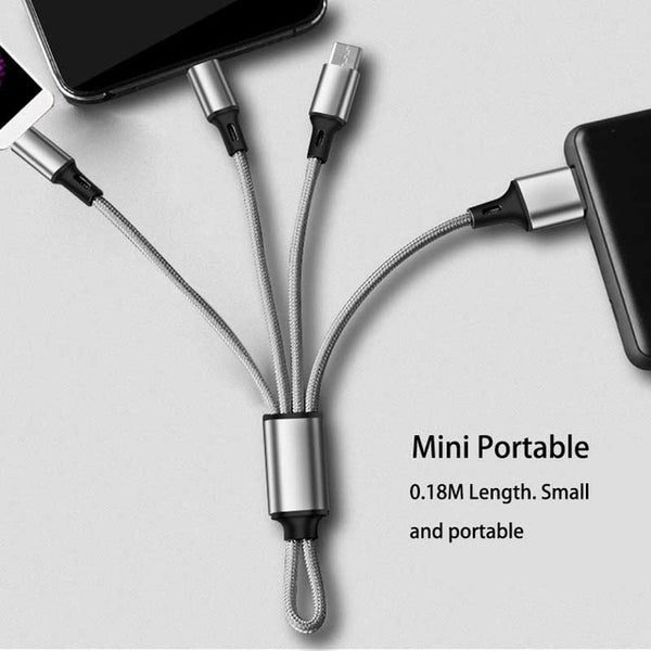 Multi usb charging cable for huawei samsung 3 in 1 keychain short charge cable