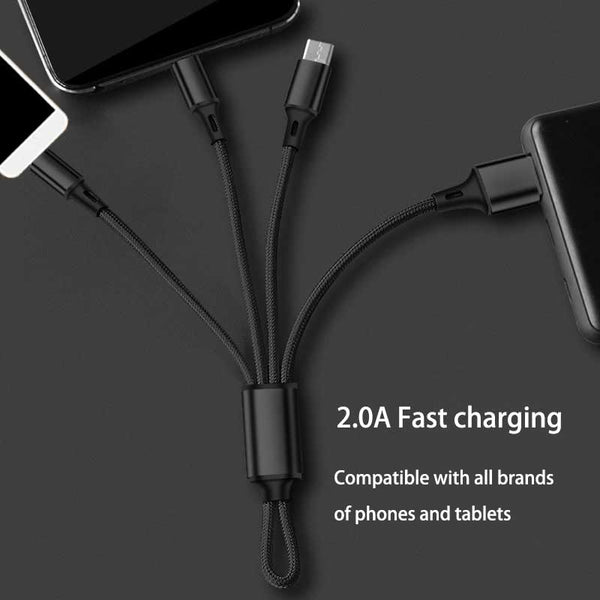 Multi usb charging cable for huawei samsung 3 in 1 keychain short charge cable