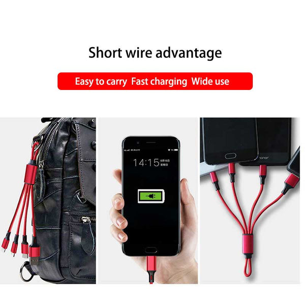 Multi usb charging cable for huawei samsung 3 in 1 keychain short charge cable