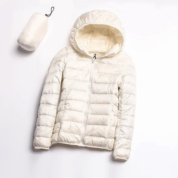Down jacket women hooded ultra thin 90% Ultra Light duck down coat Female winter large sizes Solid Portable