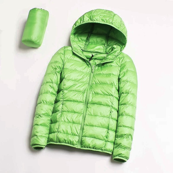 Down jacket women hooded ultra thin 90% Ultra Light duck down coat Female winter large sizes Solid Portable